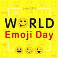 World Emoji Day with lettering of line art emoticons