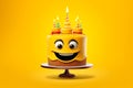 World Emoji Day A yellow cake with a face and a candle on it AI generation
