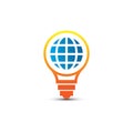 World Energy Bulb logo concept vector, Bulb World Globe logo template symbol Royalty Free Stock Photo