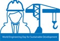 World Engineering Day for Sustainable Development blue vector icon