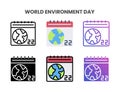 World Environment Calendar icons different styles. Royalty Free Stock Photo