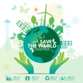 World Environment concept. Let`s Save the World Together vector illustration Royalty Free Stock Photo