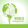 World Environment day banner with green abstract tree and leaf earth world sign vector design