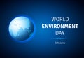 World Environment Day card, poster with globe.