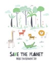 World Environment Day. Childish hand draw illustration Royalty Free Stock Photo