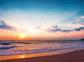 World environment day concept: Colorful ocean beach sunrise Royalty Free Stock Photo