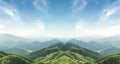 World environment day concept: Green mountains and beautiful blue sky clouds