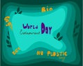 World Environment day concept. 3d paper cut eco friendly design. World Environment day lettering with plans Royalty Free Stock Photo