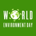 World Environment Day. Earth globe with leaves. Creative poster or banner. Ecology planet. Eco friendly design. Vector Royalty Free Stock Photo