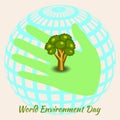 World Environment Day. Earth, hand, tree