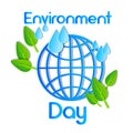 World Environment Day Earth Planet Globe Water Drops Leaves Royalty Free Stock Photo