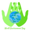 World Environment Day. Hands holding a Earth.