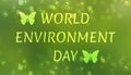 World environment day illustration on blur green background