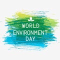 World Environment Day lettering with leaves on pencil stroke background. Ecology concept typography poster. Easy to edit vector
