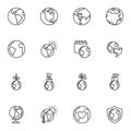 World environment day line icons set