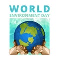 World Environment day - low poly hand hold earth abstract vector design