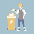 world environment day with man throwing trash in recycle bin Royalty Free Stock Photo