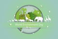 World environment Day, paper cut and origami craft style