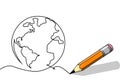 World Environment Day. The pencil draws the planet earth on a white background Royalty Free Stock Photo