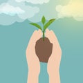 world environment day planting with our hands Royalty Free Stock Photo