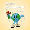 World Environment Day. Protecting the environment. Caring for nature. Earth Day vector illustration Royalty Free Stock Photo