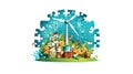 World Environment Day puzzle banner. Royalty Free Stock Photo