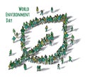 World environment day sign leaf people isolate