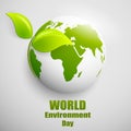 World environment day vector label or banner with earth globe. Green eco earth. Vector illustration Royalty Free Stock Photo