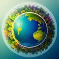 World environment and Earth Day concept with colorful globe and eco friendly enviroment. Generative ai.