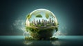 World environment and earth day concept with globe, Green city with nature, Generative AI