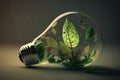 World environment and earth day concept with green leaves in lightbulb. Eco friendly enviroment. Generative AI Royalty Free Stock Photo