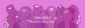 World Epilepsy Awareness Purple Day banner. Various silhouettes of adults and children of different nationalities and appearances Royalty Free Stock Photo