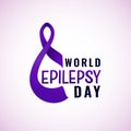 World epilepsy day banner with violet lavender ribbon solidarity symbol of disease. Vector background.