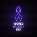 World epilepsy day concept neon signboard. Royalty Free Stock Photo