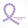 World epilepsy day Purple day - Epilepsy Awareness-26 march. Purple ribbon