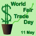 World Fair Trade Day. The money tree grows in a flowerpot. May 11 Royalty Free Stock Photo