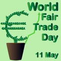 World Fair Trade Day. The money tree grows in a flowerpot. May 11 Royalty Free Stock Photo