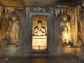 WORLD FAMOUS ANCIENT AJANTA CAVES ROCKCUT STRUCTURE WITH GAUTAM BUDDHASCULPTURE IN INDIA