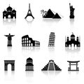 World famous buildings abstract silhouettes