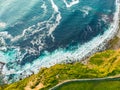 World famous Cliffs of Moher, one of the most popular tourist destinations in Ireland. Aerial view of known tourist attraction on Royalty Free Stock Photo