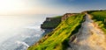 World famous Cliffs of Moher, one of the most popular tourist destinations in Ireland. Widely known tourist attraction on Wild Royalty Free Stock Photo