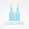 World famous Cologne cathedral. Greatest Landmarks of europe.. Linear vector icon for Koln Germany.