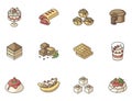 World famous desserts RGB color icons set Royalty Free Stock Photo