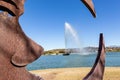 World famous Fountain of Fountain Hills AZ photographed through the man in the moon Royalty Free Stock Photo