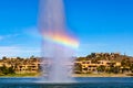 World famous Fountain of Fountain Hills AZ with a rainbow across it Royalty Free Stock Photo