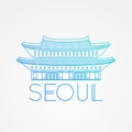 World famous Gwanghwamun Palace. Greatest Landmarks of Asia. Linear modern style vector icon symbol of Seoul, South Korea. Royalty Free Stock Photo