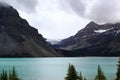 Panoramic view - Wonderful canadian landscape: The wonderful lake louise in the canadian Rocky Mountains on a cloudy day Royalty Free Stock Photo