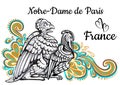 World famous landmark collection. France, Paris. Notre-Dame de Paris. ?himera. Beautiful vector artwork colorful decorated.
