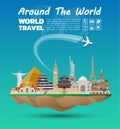 World famous Landmark paper art. Global Travel And Journey Infographic . Vector Flat Design Template.vector/illustration.Can be u Royalty Free Stock Photo