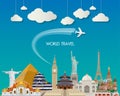 World famous Landmark paper art. Global Travel And Journey Royalty Free Stock Photo